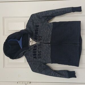 Abercrombie Kids Light & Dark Navy Blue Hoodie With Zipper & Logo In Front